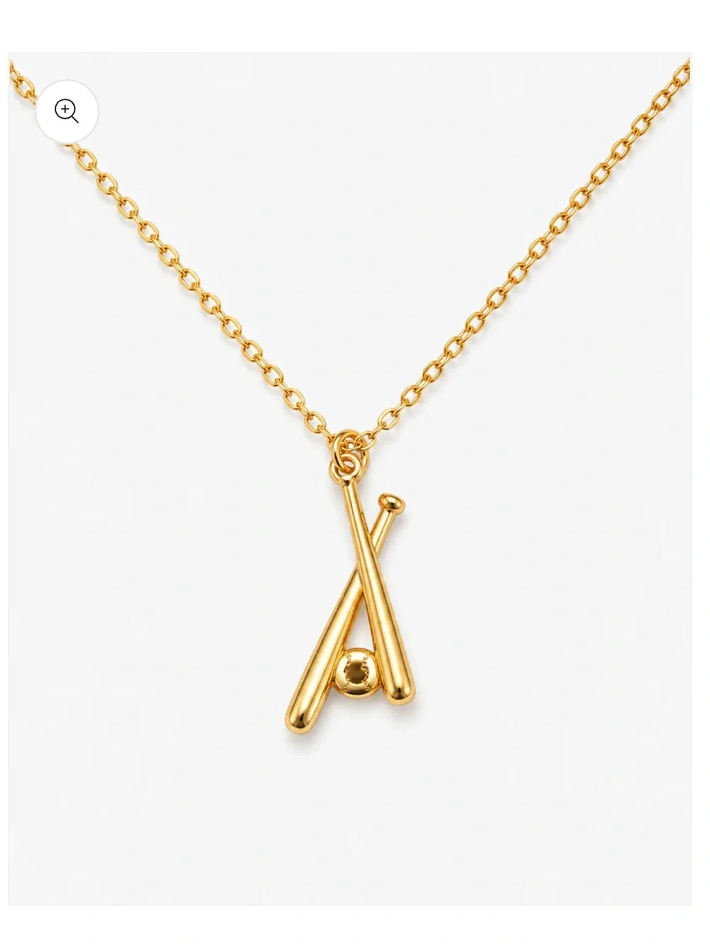 18K Gold Dipped “One Swing”Baseball Bat Charm Necklace
